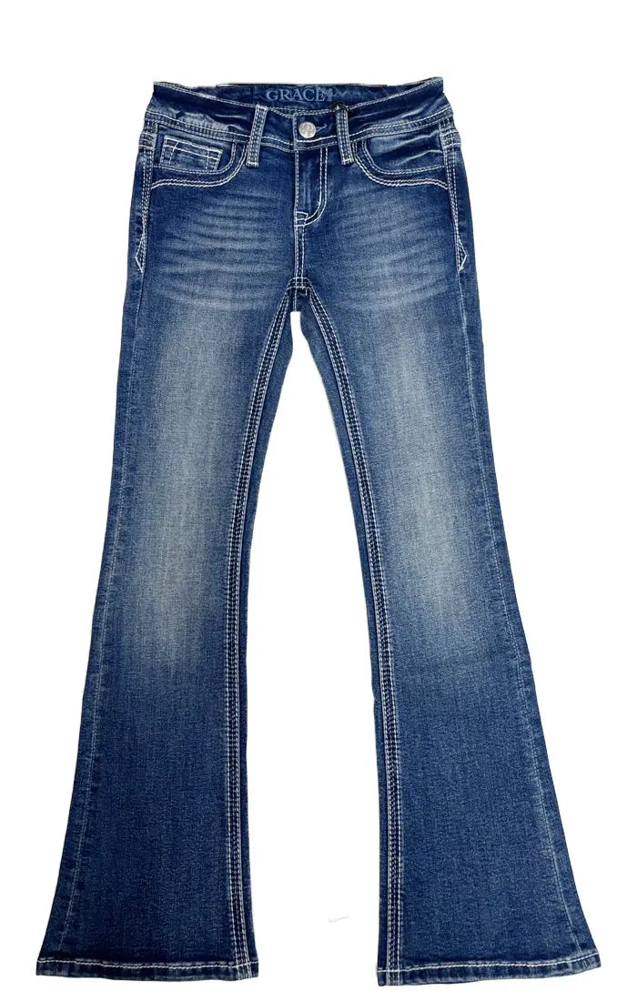 Aztec Embroidered Girls Bootcut Jeans Grace in LA GIRLS