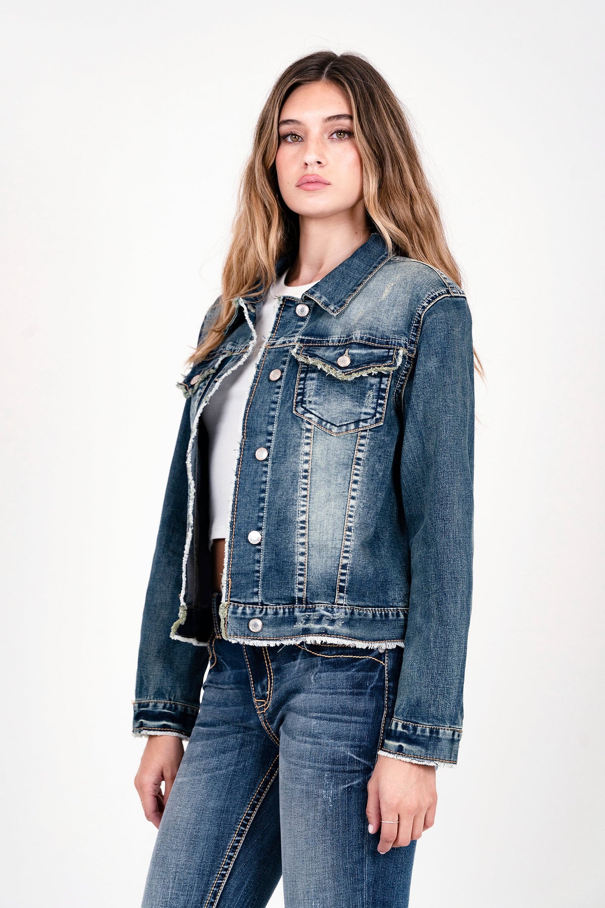 Vintage Blue Basic Women's Denim Jacket Grace in LA - Denim
