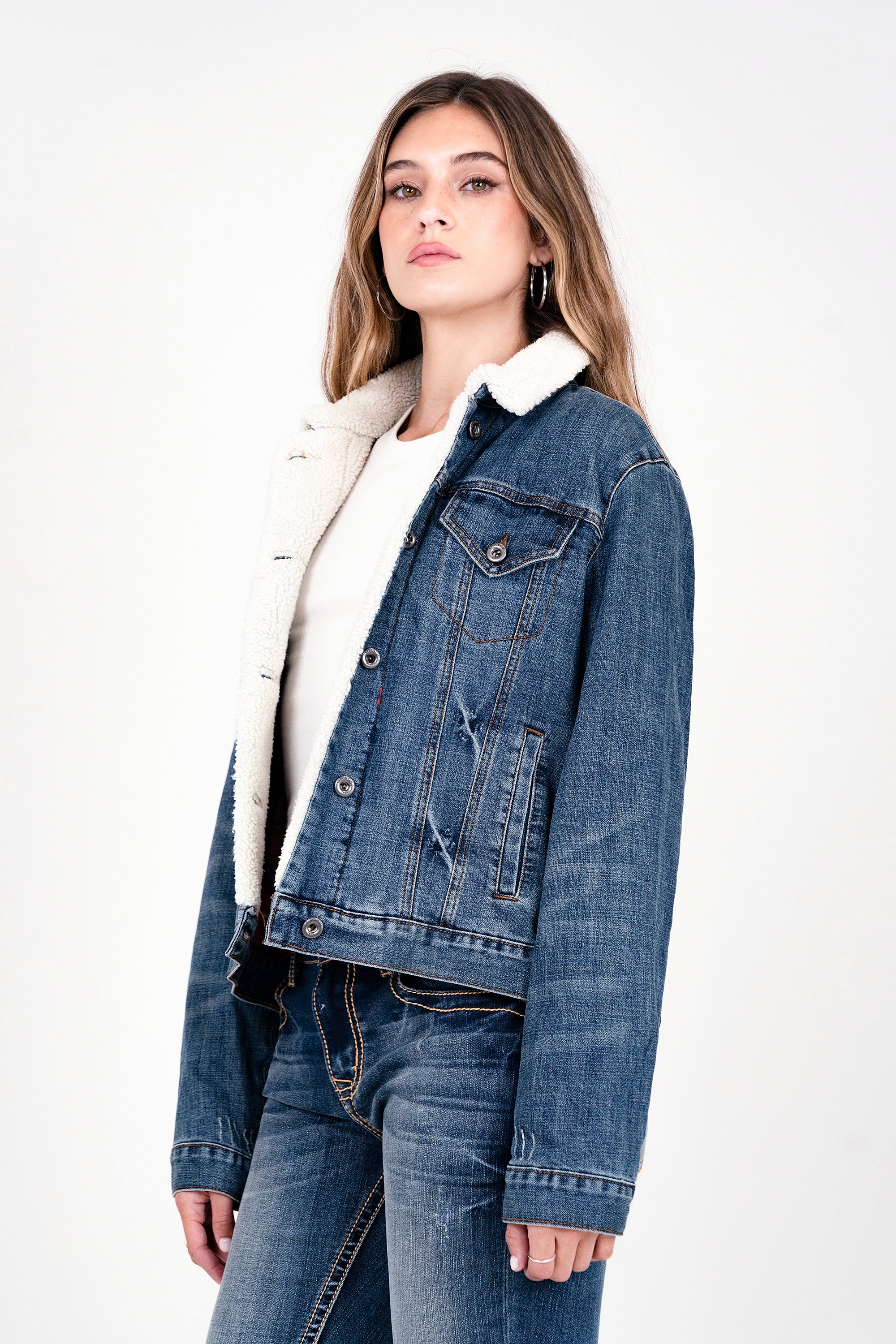 Navy denim jacket womens hotsell