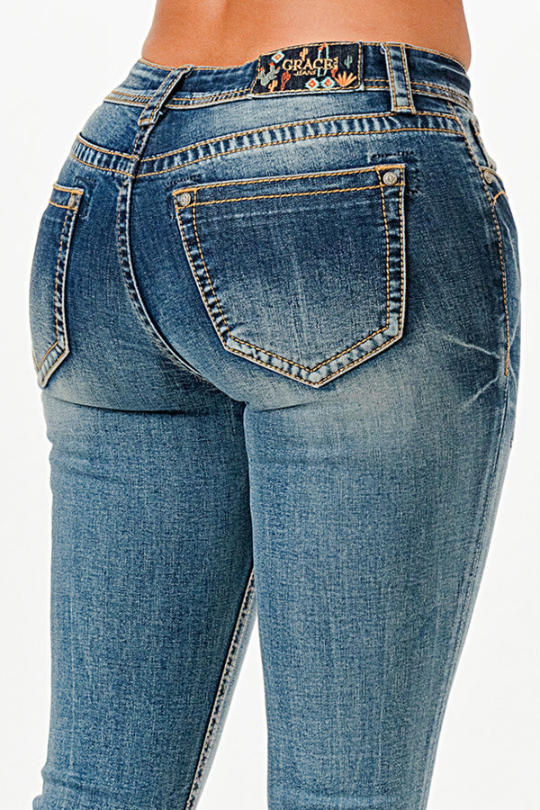 Basic 5 Pocket Mid Rise Bootcut Jeans
