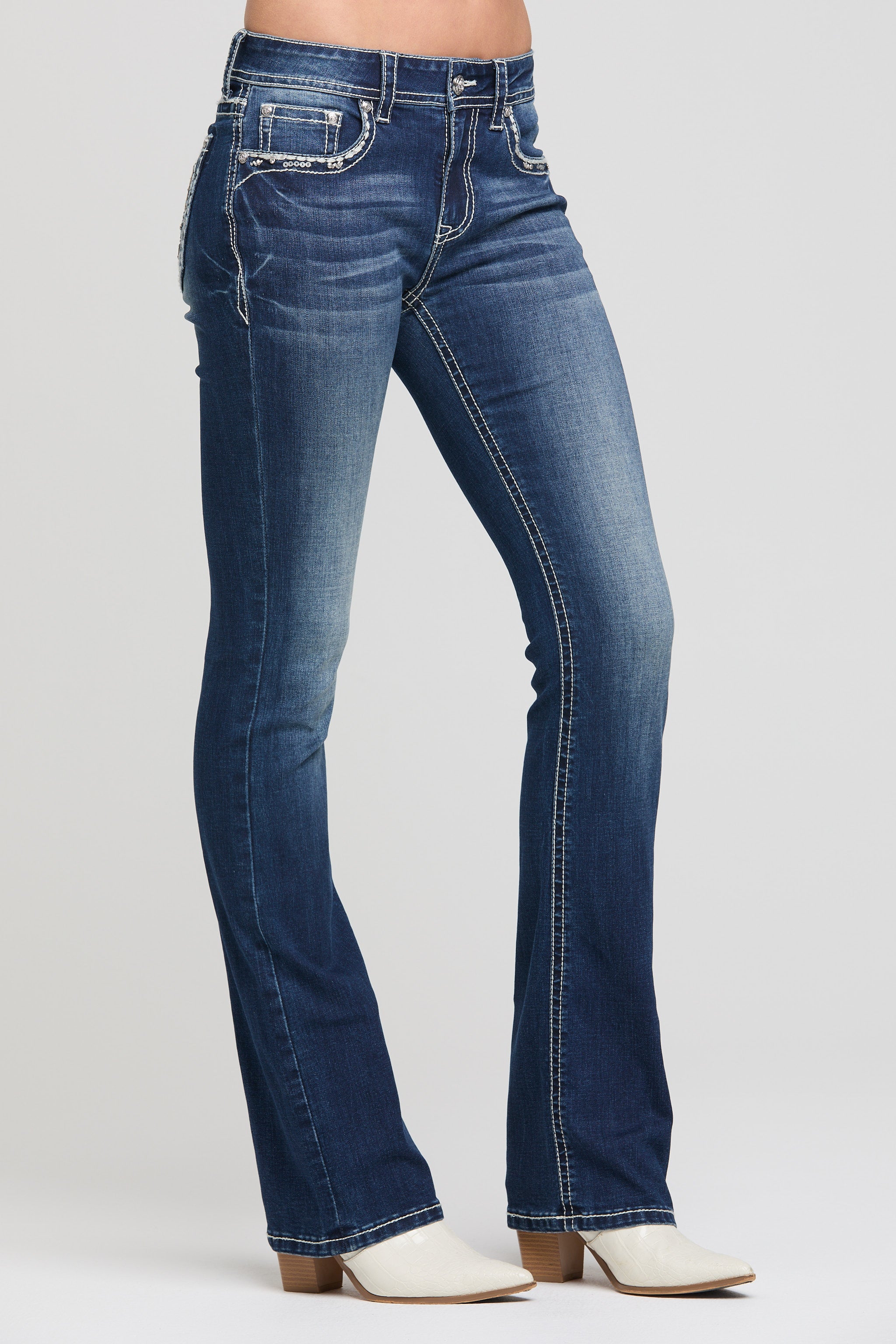 Grace in LA Women's Flare Jeans - Modern Western Style Denim with Slim Fit and Flare Leg
