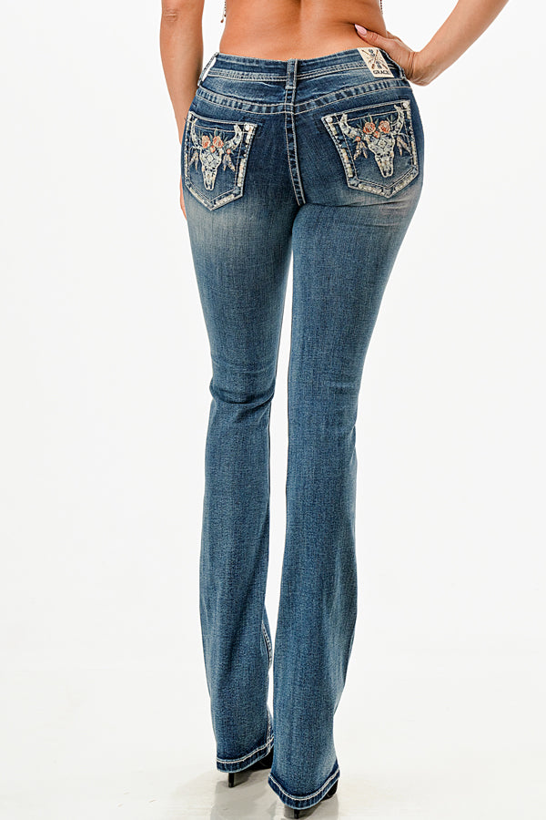 Steer Head Mid Rise Bootcut Recycle Fabric Jeans