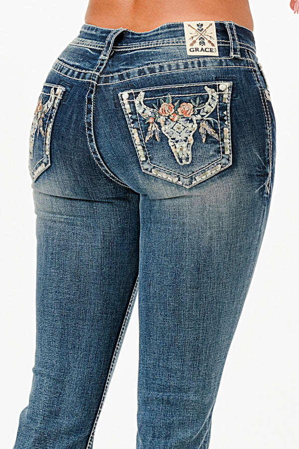 Steer Head Mid Rise Bootcut Recycle Fabric Jeans