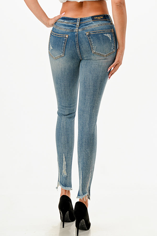 Basic 5 Pockets Soft Denim Mid Rise Skinny Jeans