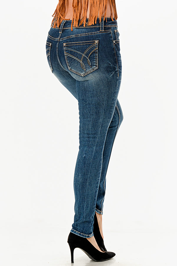 Simple Stitches Mid Rise Skinny Jeans Grace in LA
