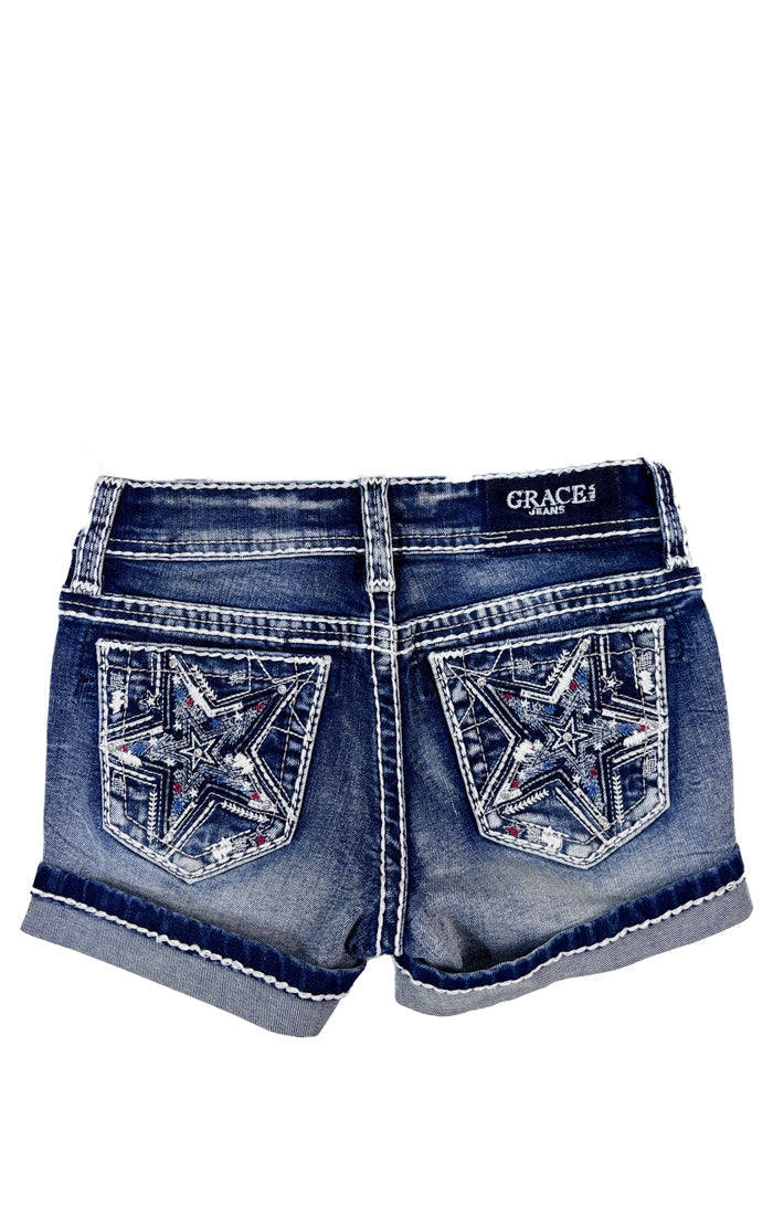 A Big Star Embroidery Girl Denim Short Grace in LA
