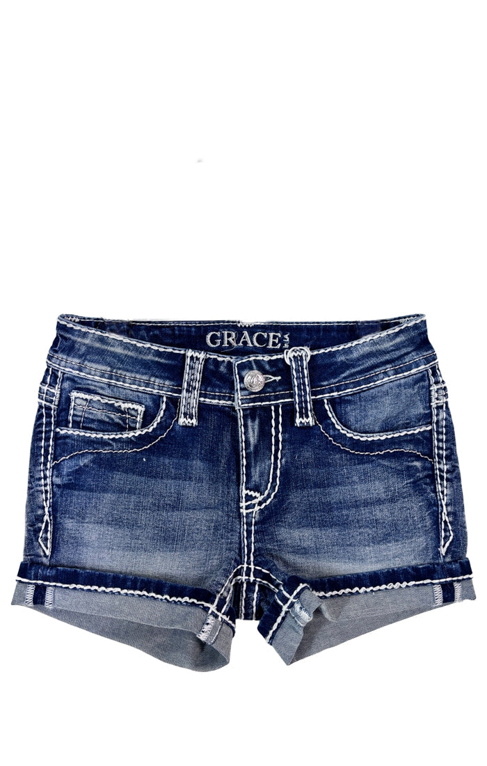 A Big Star Embroidery Girl Denim Short Grace in LA