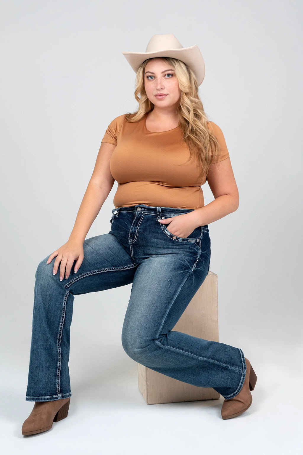 Aztec Colorful Embellished Women's Plus Size Bootcut Jeans Grace in LA - Denim