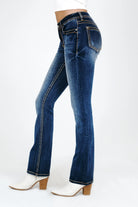 Basic 5 Pocket Med Blue Mid Rise  Bootcut Jeans Grace in LA - Denim