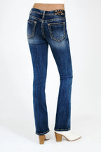 Basic 5 Pocket Med Blue Mid Rise  Bootcut Jeans Grace in LA - Denim