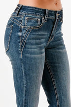 Basic 5 Pockets Soft Denim Mid Rise Skinny Jeans Grace in LA