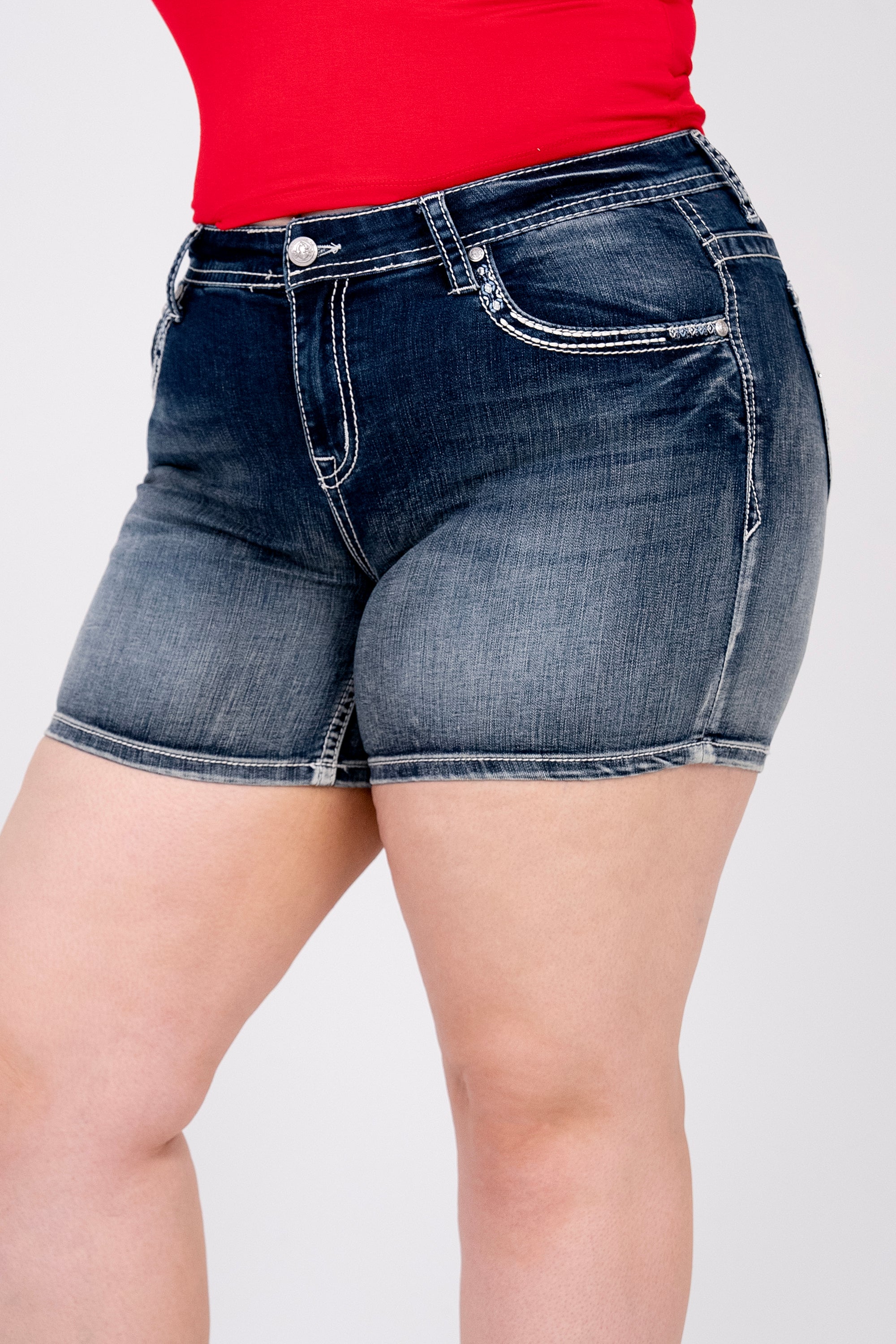 Star Embroidered Plus Size Jean Shorts