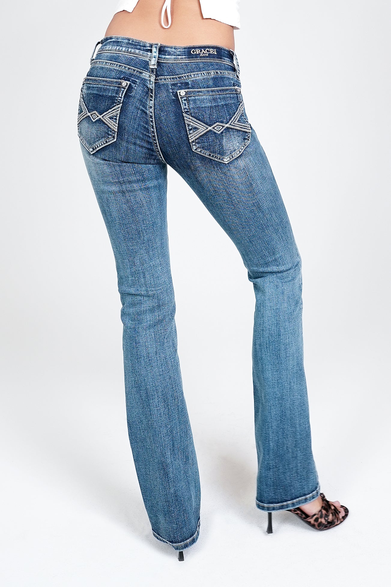 Simple Stitches Basic Med Blue Mid Rise Bootcut Jeans