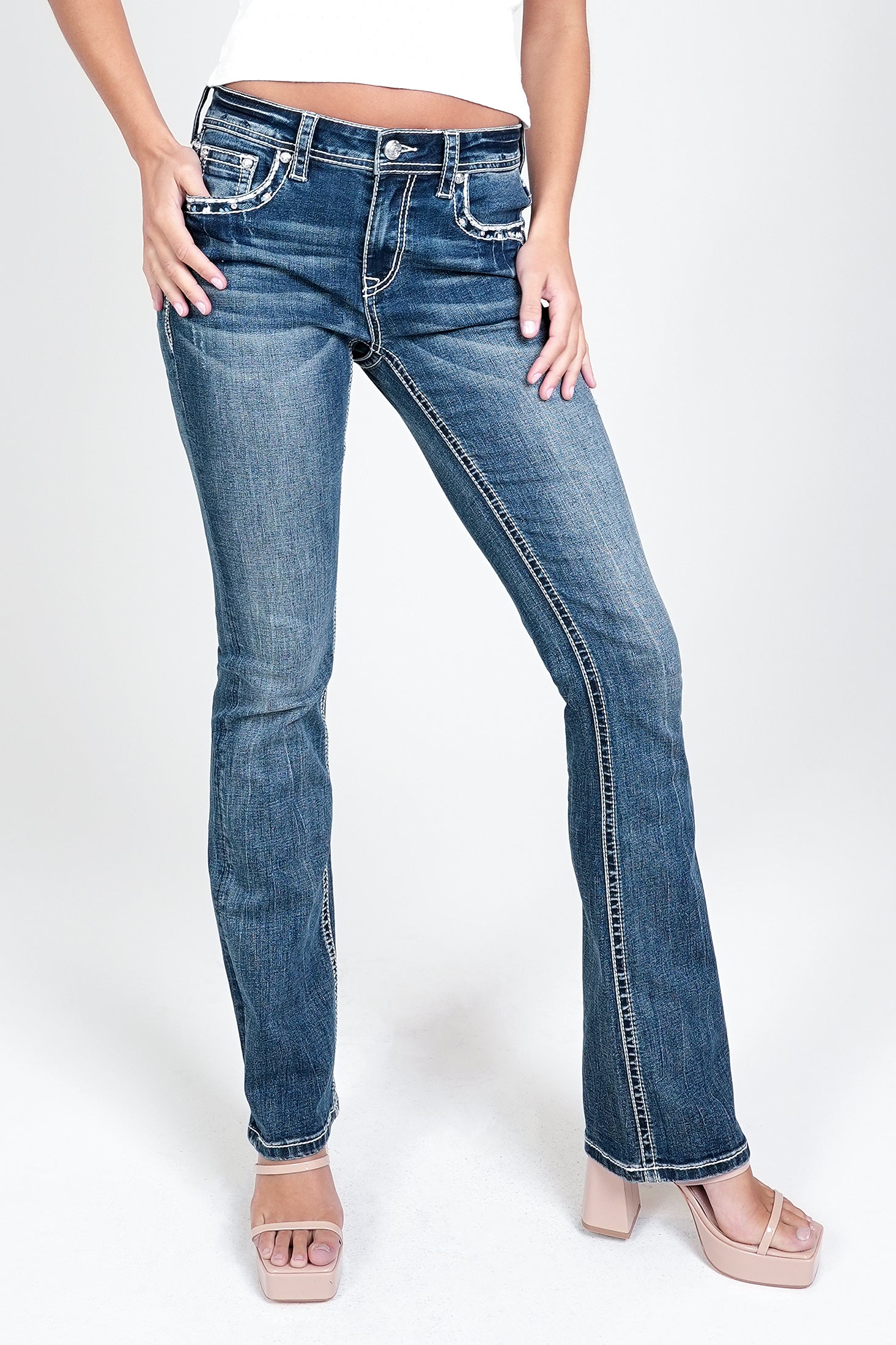 Dream Catcher Modify Embellished Mid Rise Bootcut Jeans