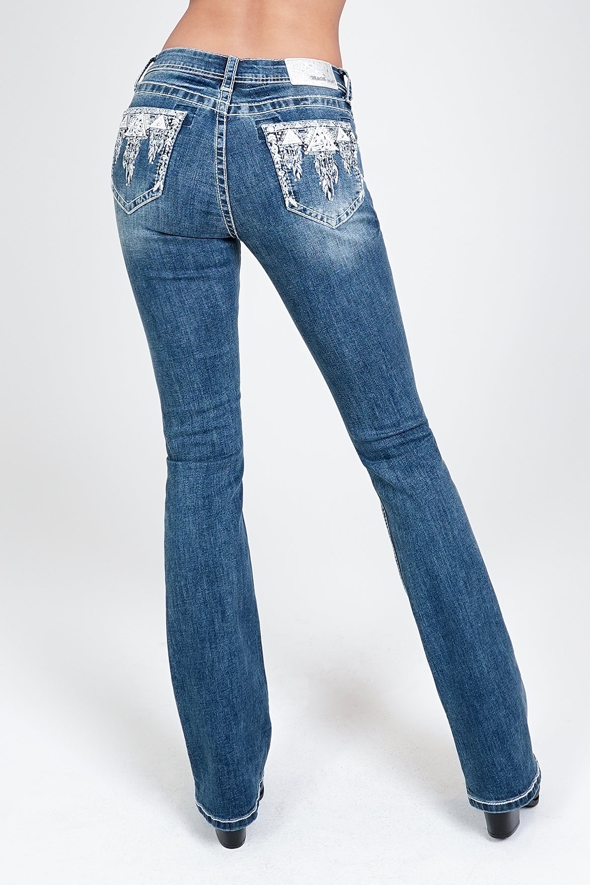 Aztec Modify Embellished Mid Rise Bootcut Jeans
