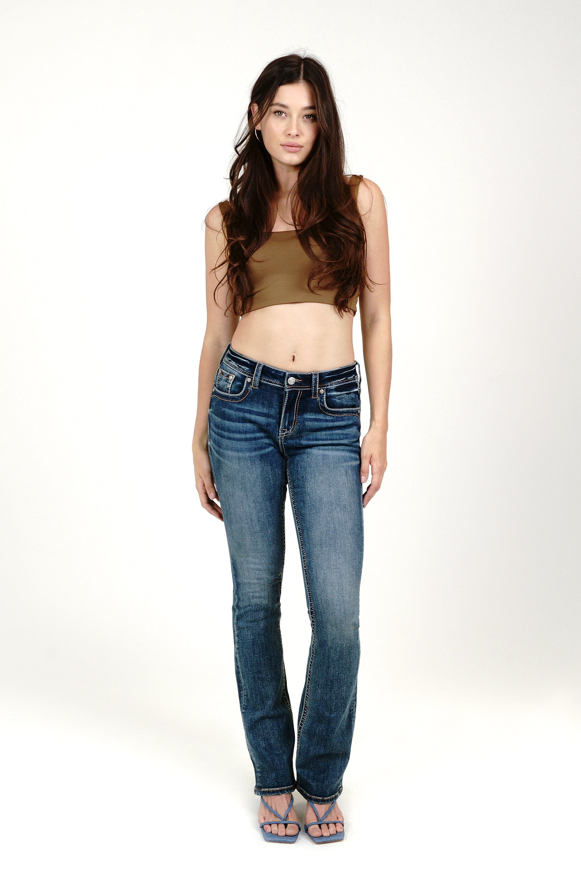 Steer Head Embellished Mid Rise  Bootcut Jeans