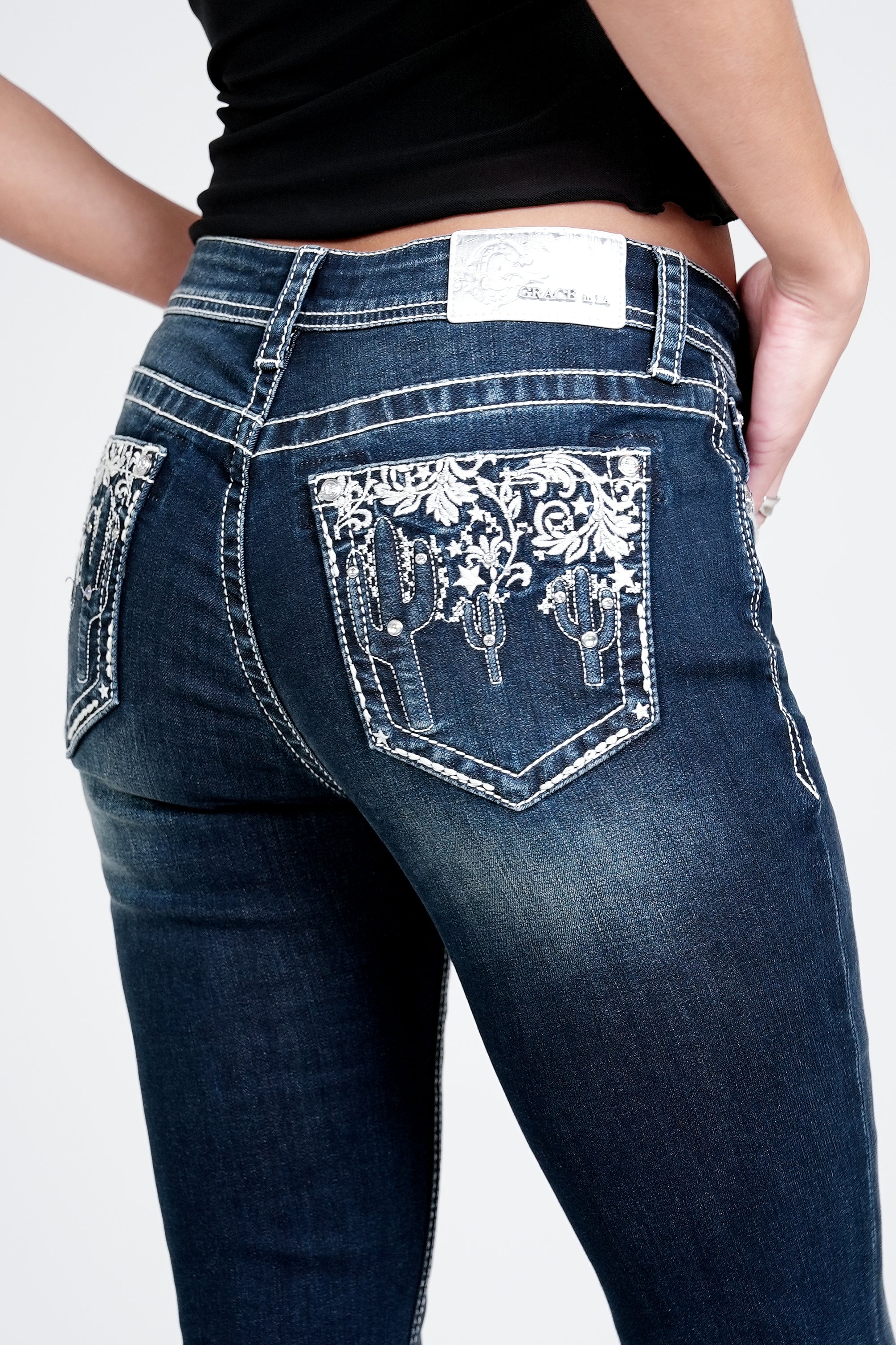 Cactus 3D Modify Embellished Mid Rise Bootcut Jeans