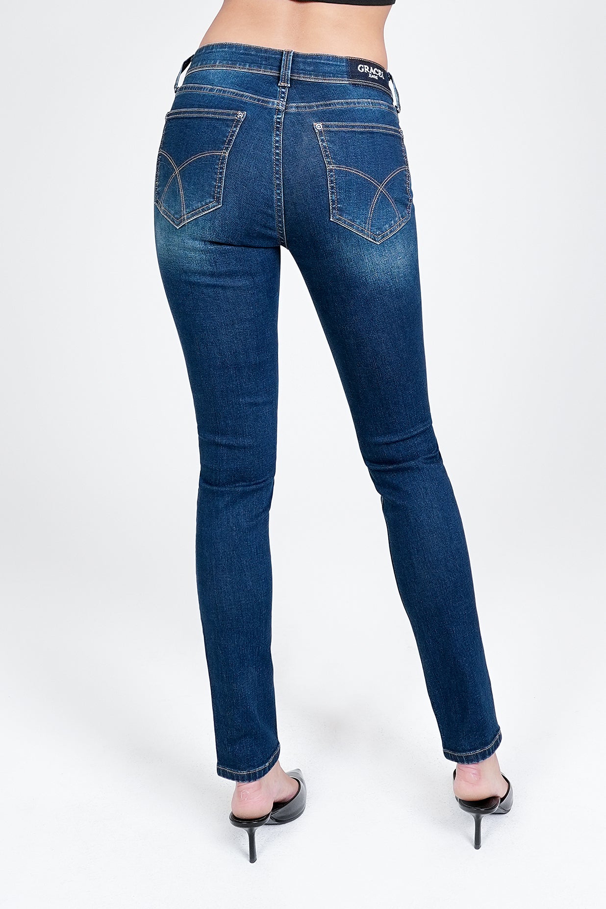 Simple Stitches Basic Med Blue Recycle & Lycra Fabric Mid Rise Skinny Jeans