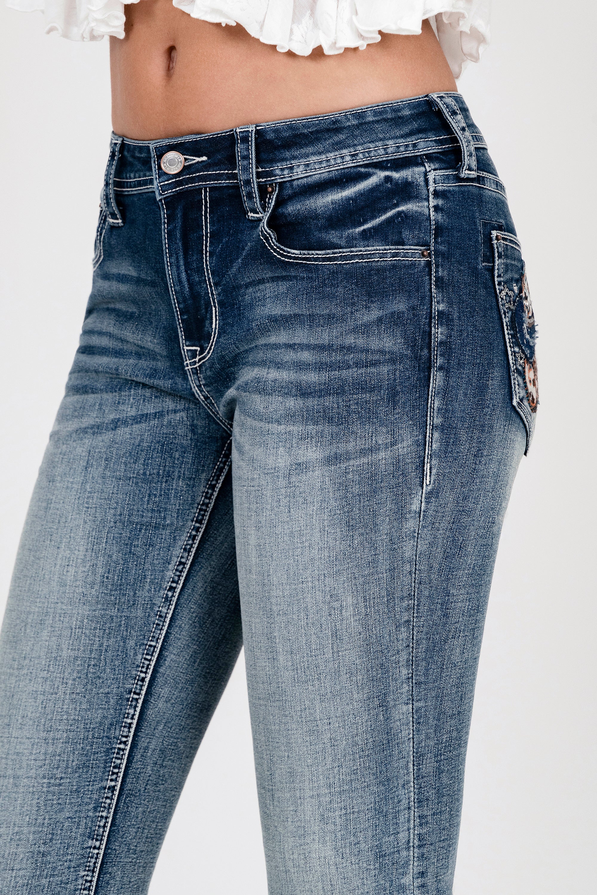 Big Star Trim Insert Mid Rise  Bootcut Jeans