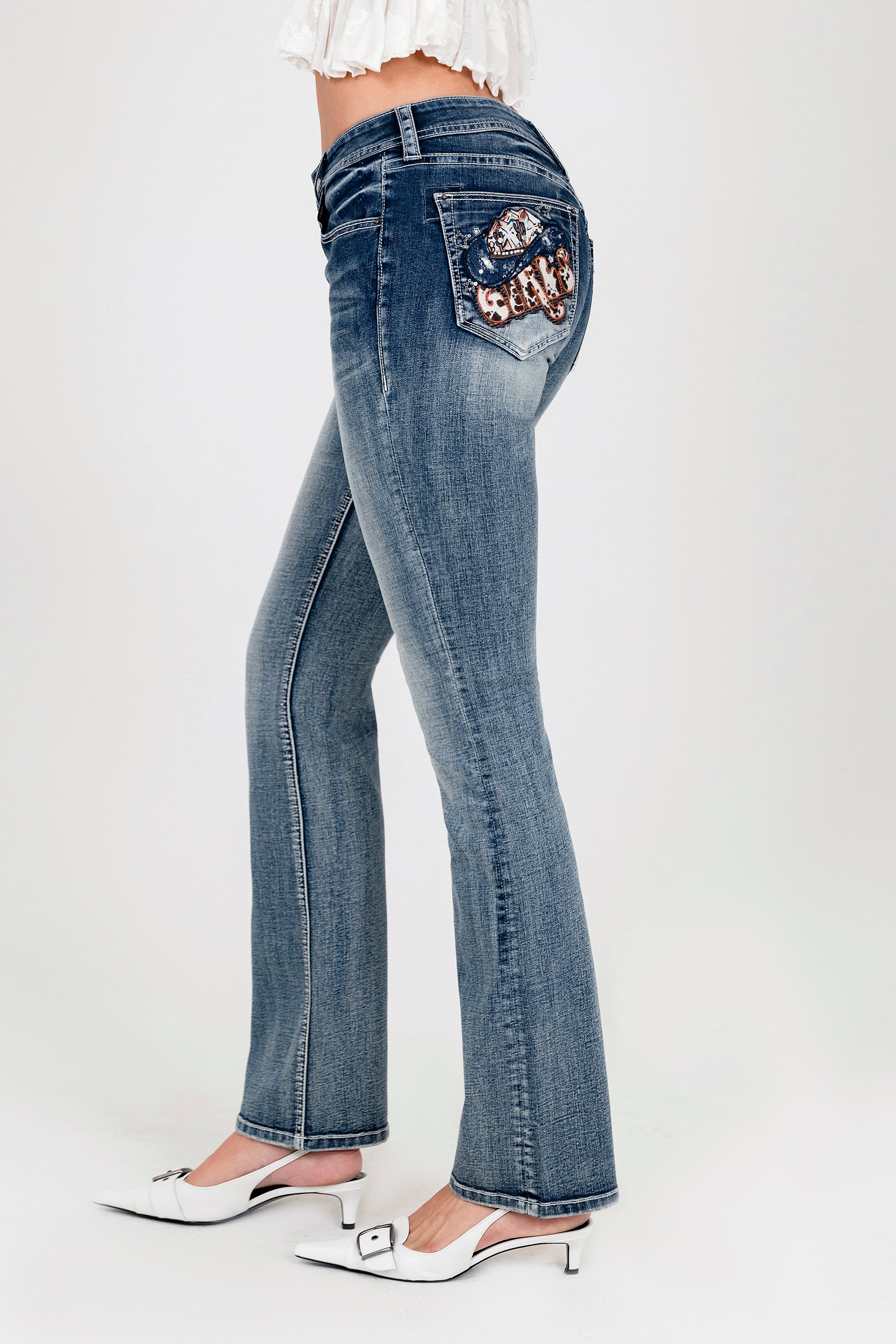 Big Star Trim Insert Mid Rise  Bootcut Jeans