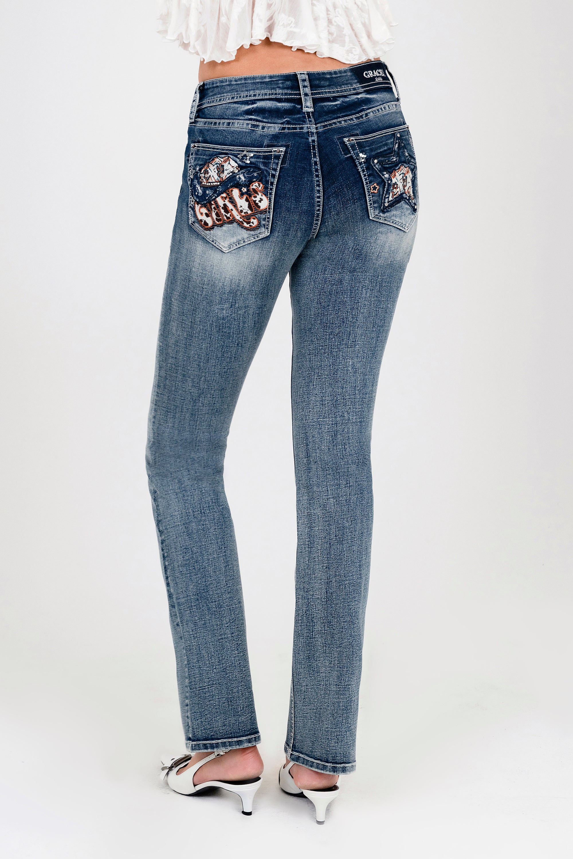 Big Star Trim Insert Mid Rise  Bootcut Jeans