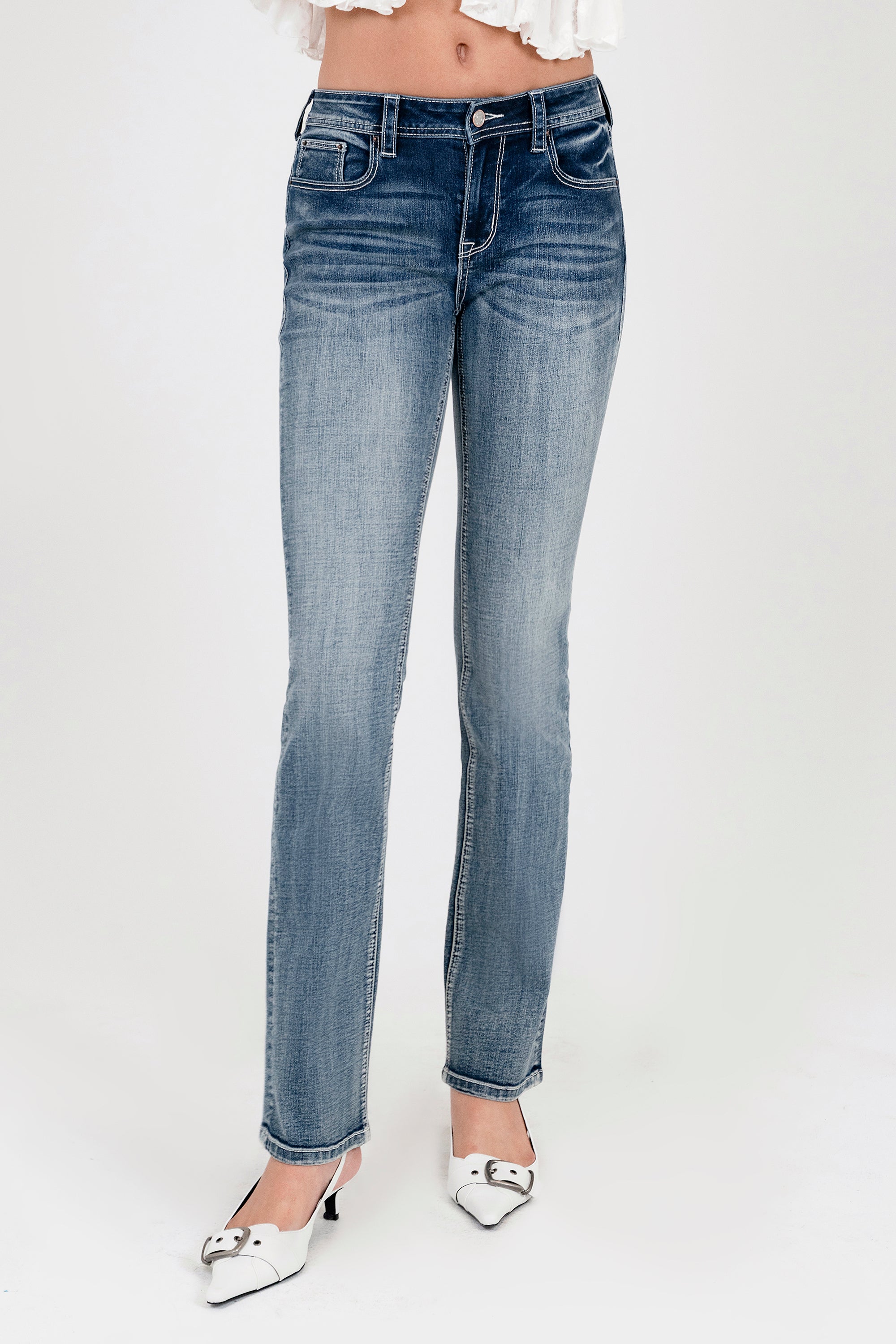 Big Star Trim Insert Mid Rise  Bootcut Jeans