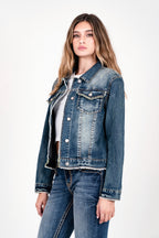 Vintage Blue Basic Women's Denim Jacket Grace in LA - Denim