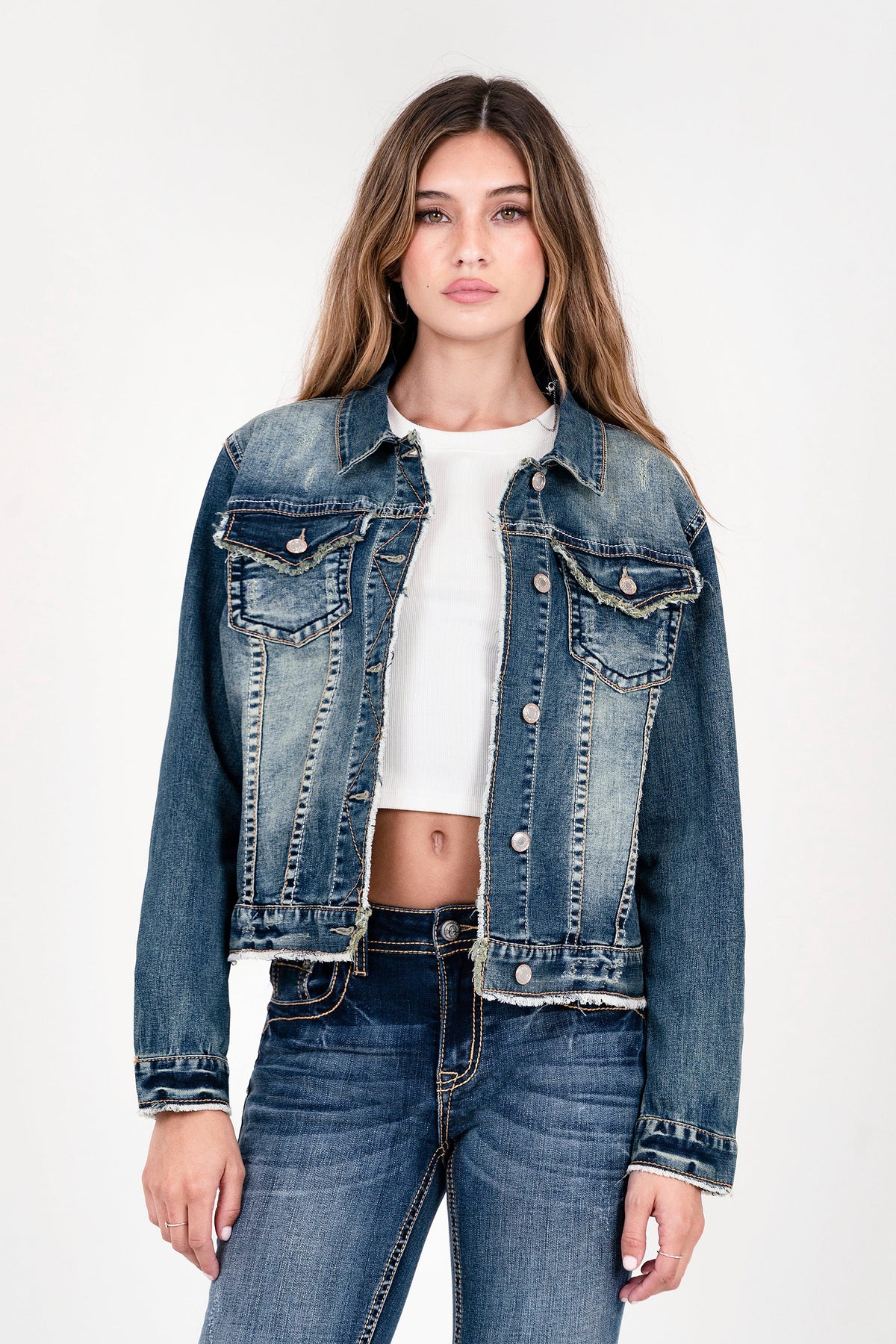 Vintage Blue Basic Women's Denim Jacket Grace in LA - Denim