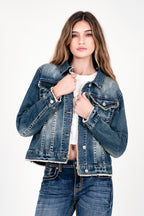 Vintage Blue Basic Women's Denim Jacket Grace in LA - Denim