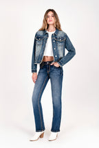 Vintage Blue Basic Women's Denim Jacket Grace in LA - Denim