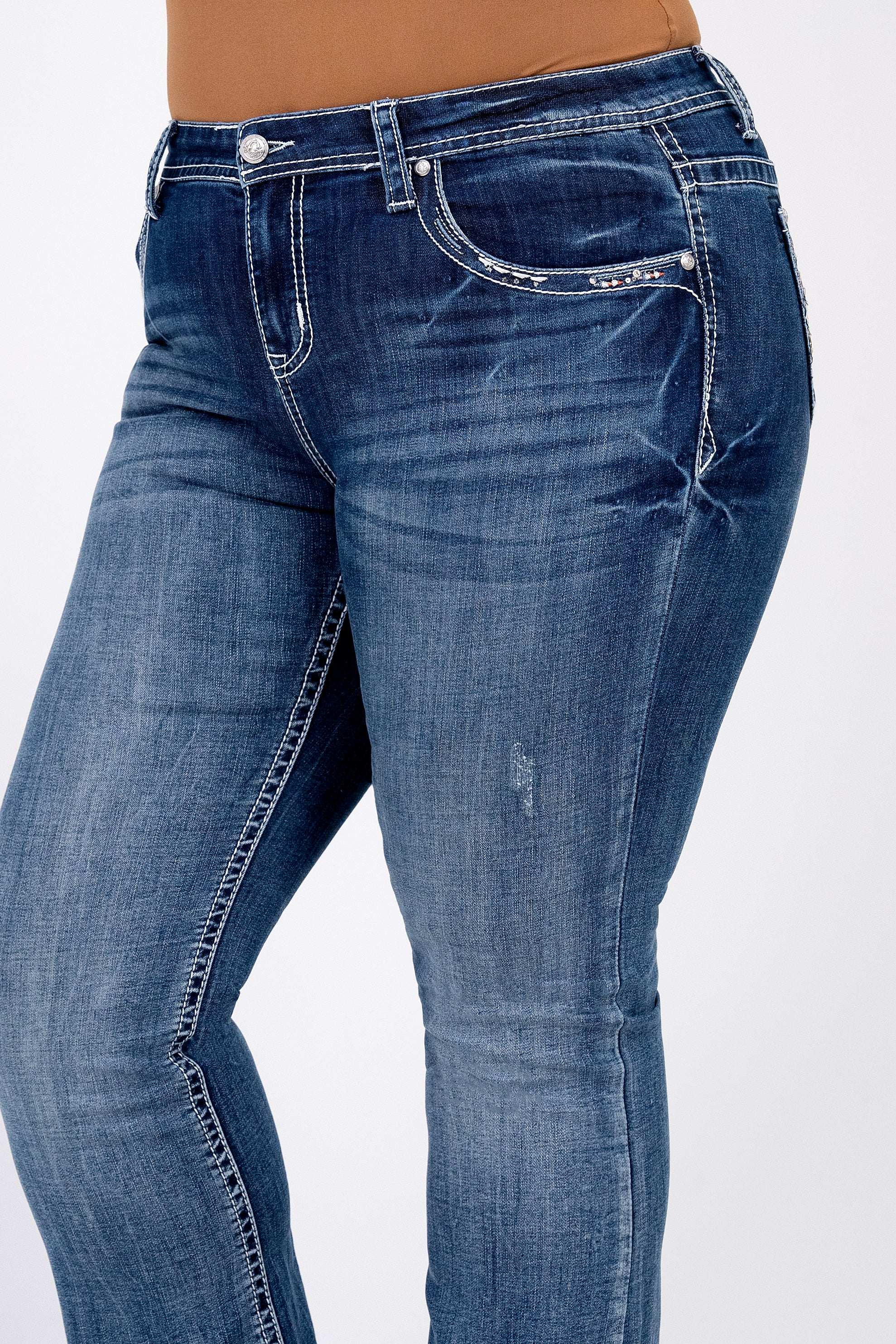 Cross Embellished Women's Plus Size Bootcut Jeans