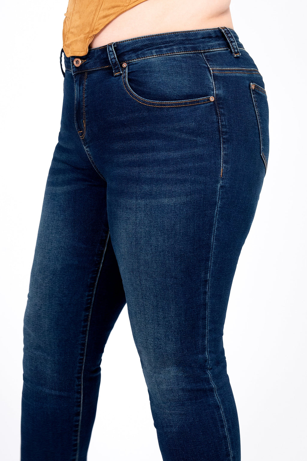 Basic Dark Blue Soft Denim Plus Size Skinny Jeans Grace in LA - Denim