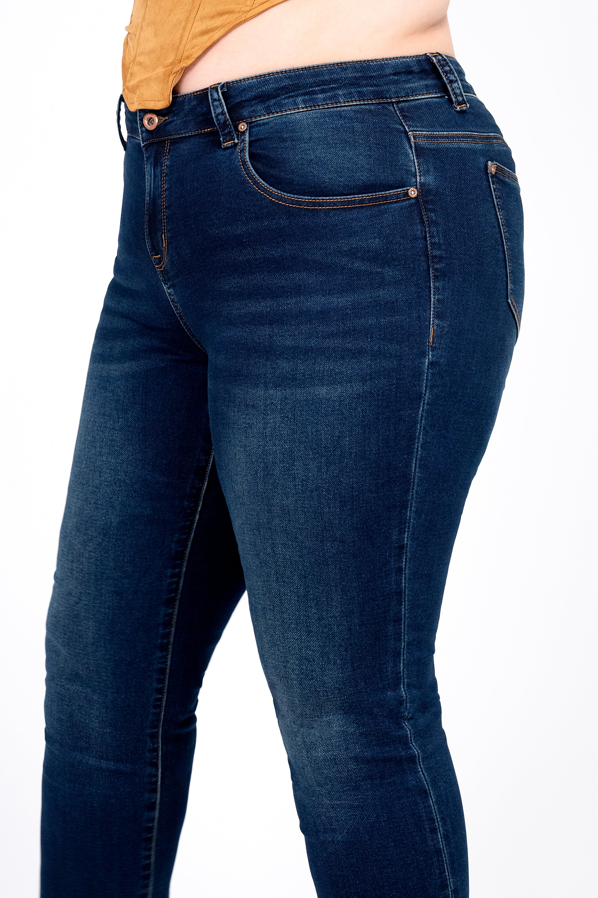 Basic Dark Blue Soft Denim Plus Size Skinny Jeans Grace in LA - Denim