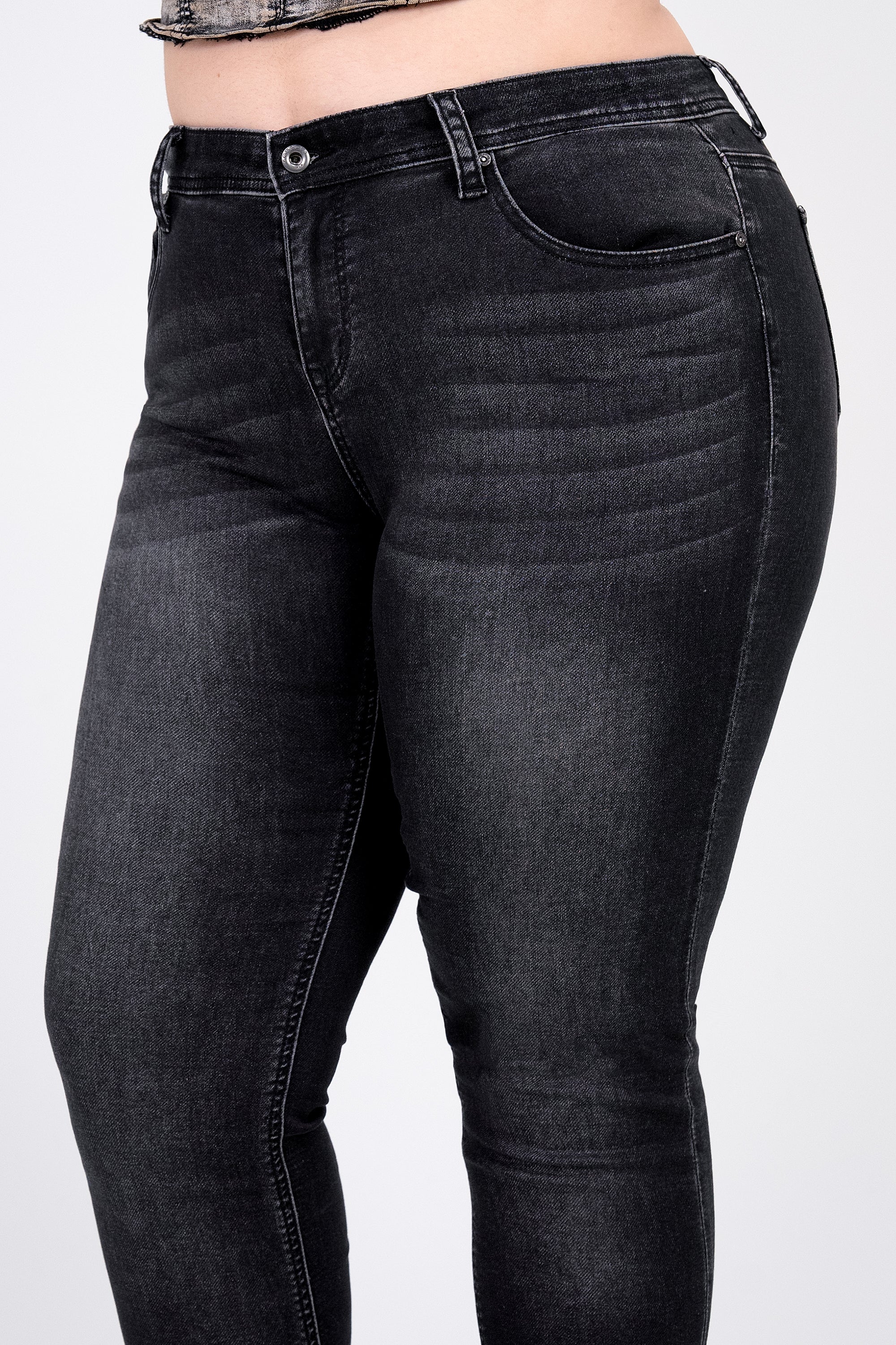 Black Basic Soft Denim Plus Size Skinny  Jeans