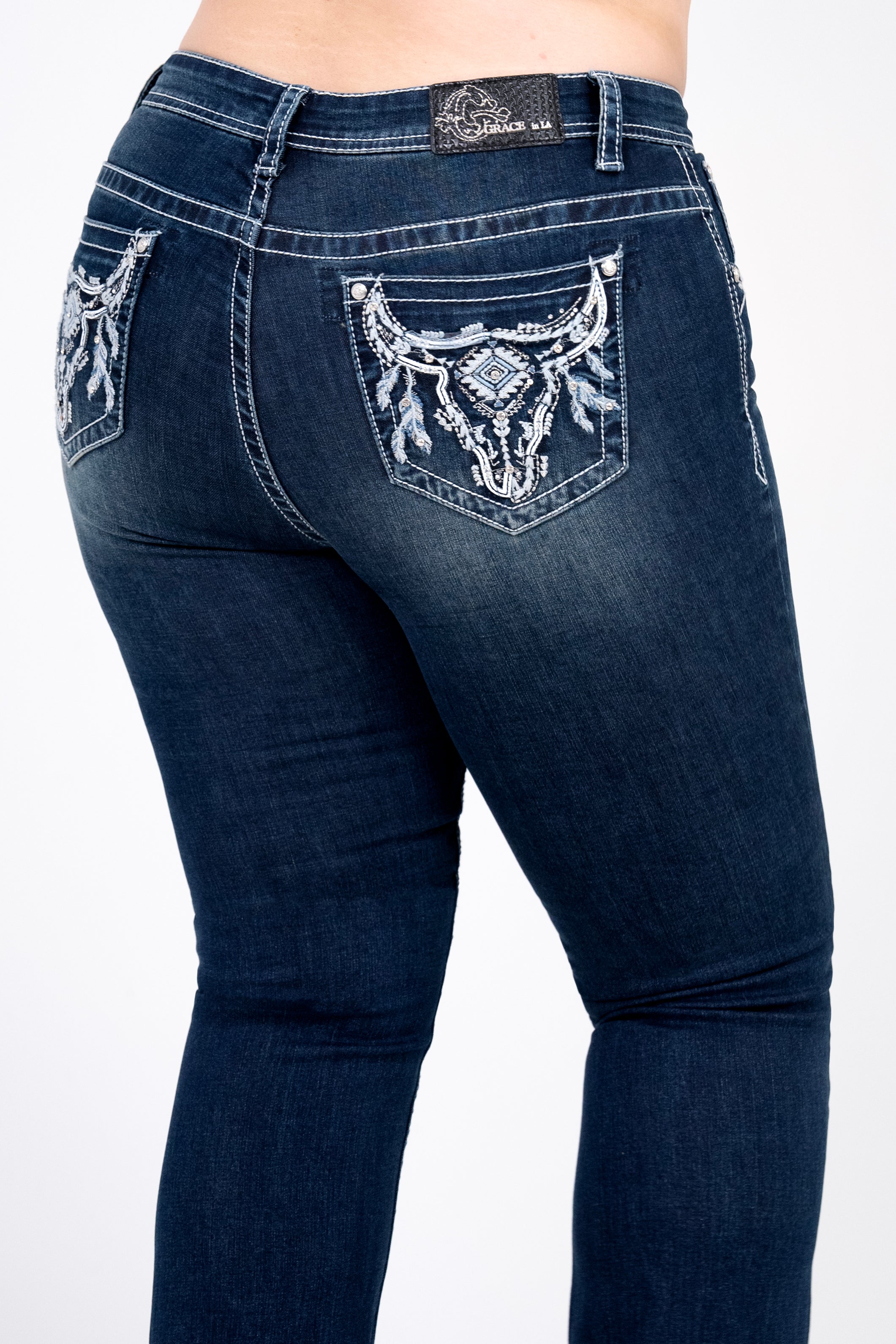 Steer Head Emblishment Plus Size Bootcut Jeans