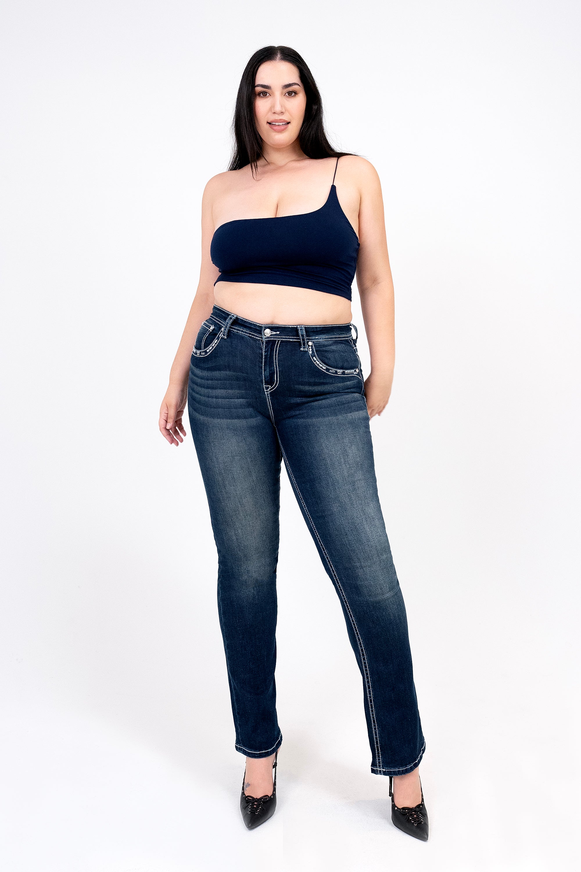 Steer Head Emblishment Plus Size Bootcut Jeans