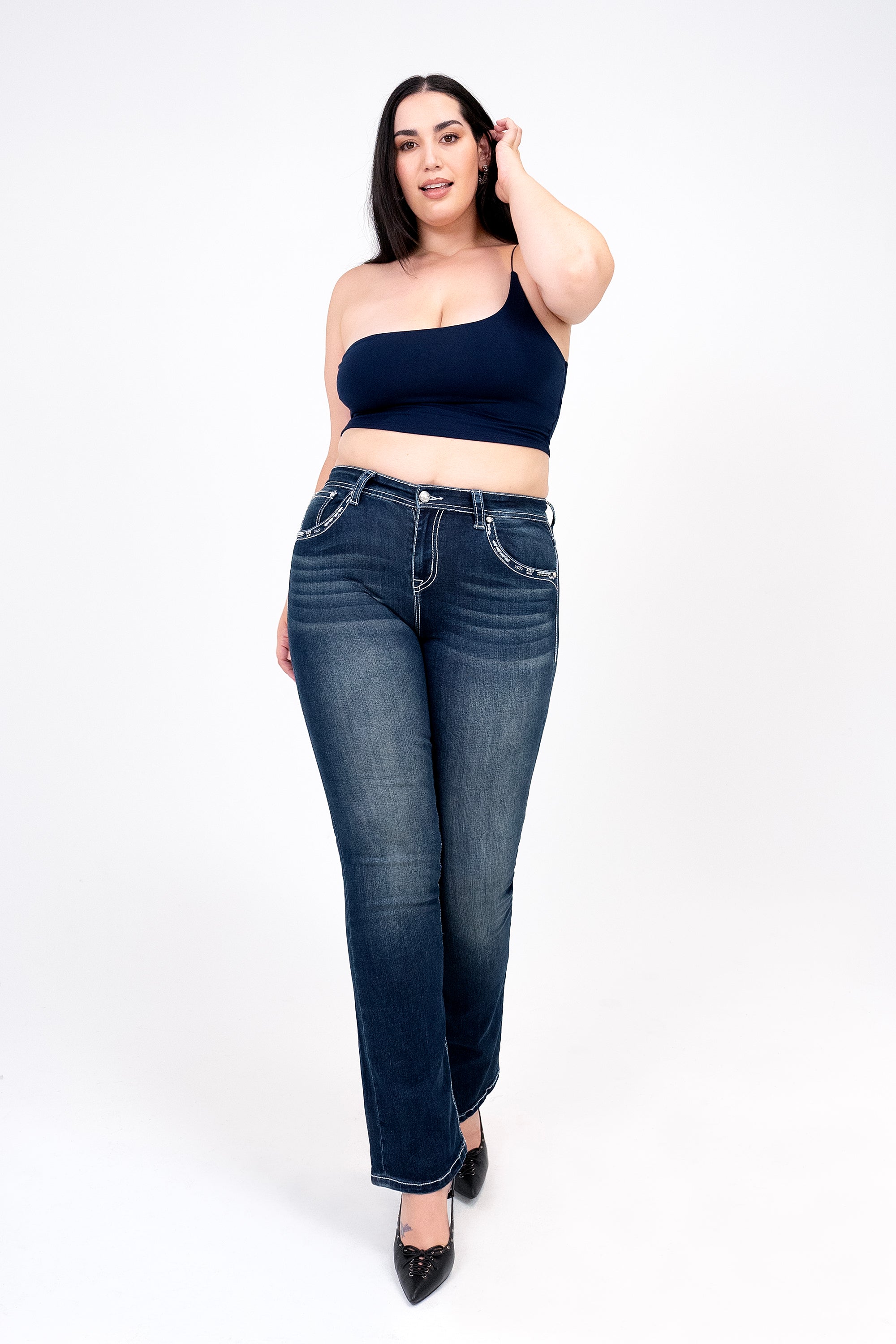 Steer Head Emblishment Plus Size Bootcut Jeans