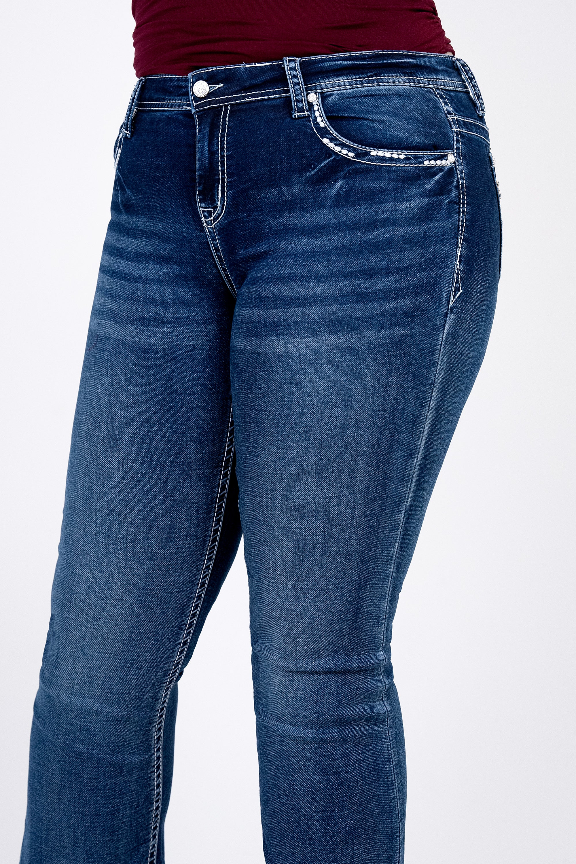 Feather Embellished Plus Size Bootcut Jeans