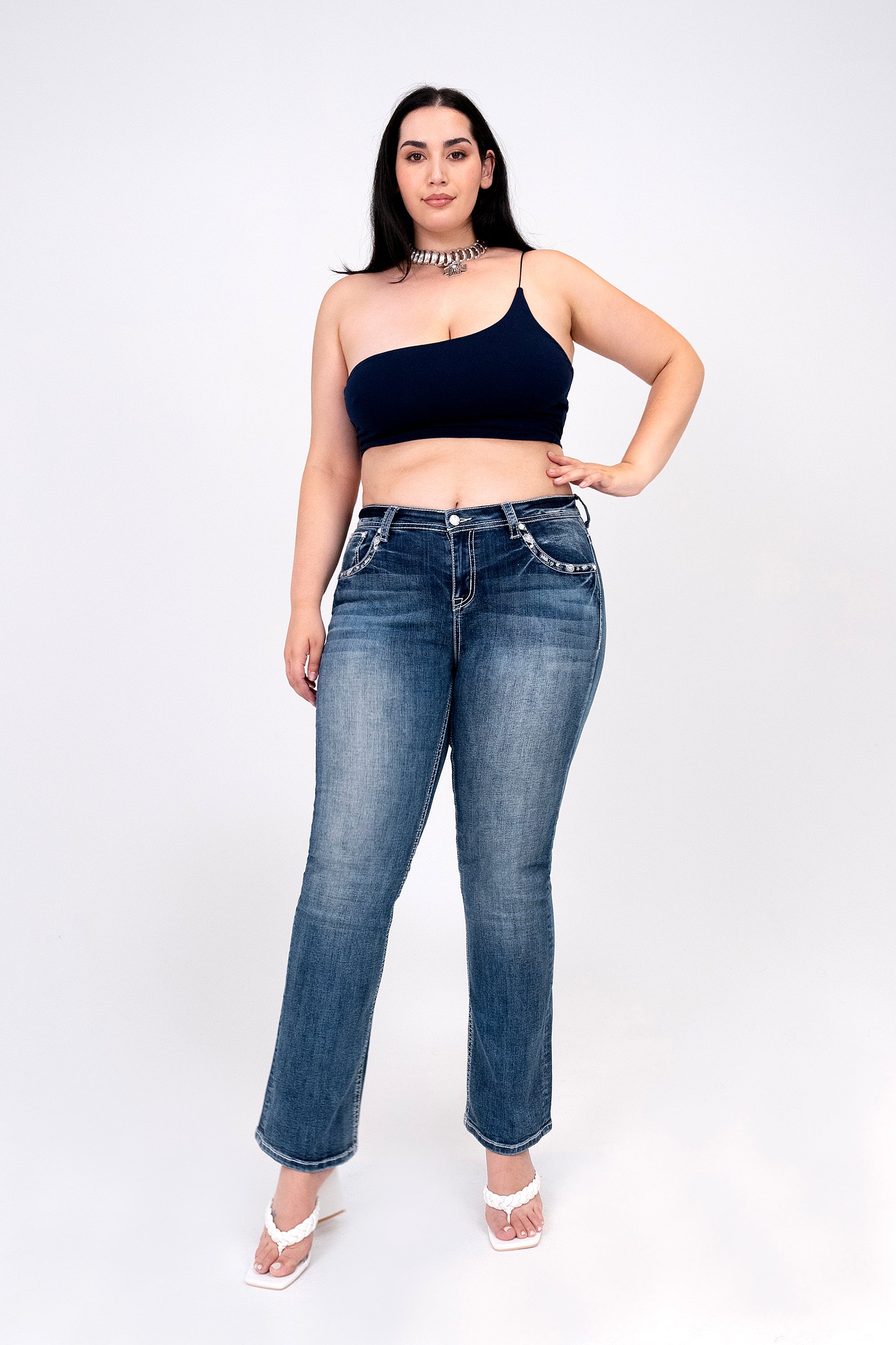 Flu De Lee Emblishment Plus Size Bootcut Jeans