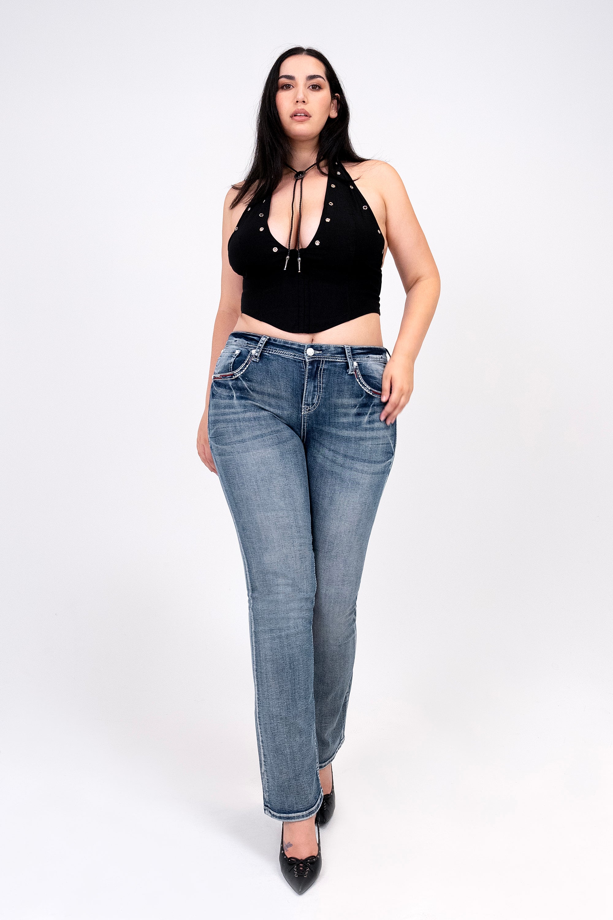 Cross Wings Americana Embellished Plus Size Bootcut Jeans