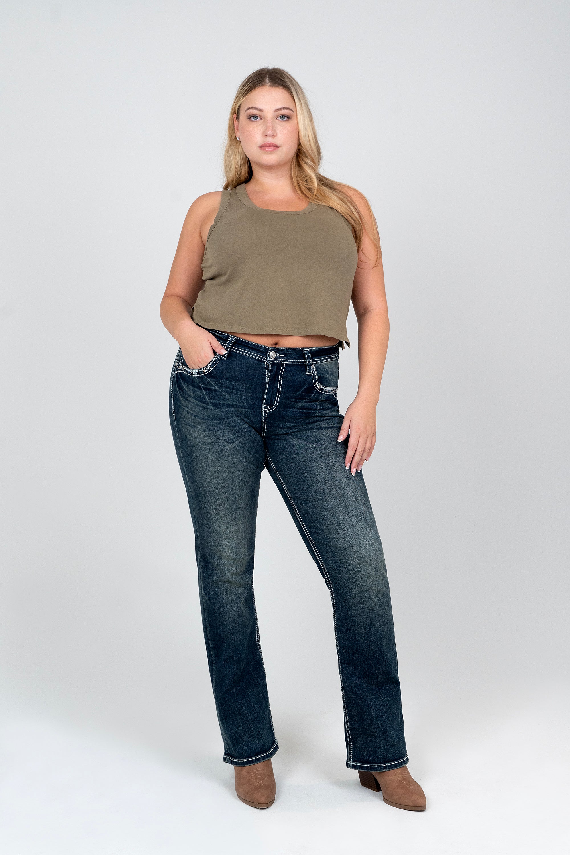 "X" Heavy Stitches Women's Plus Size Bootcut Jeans