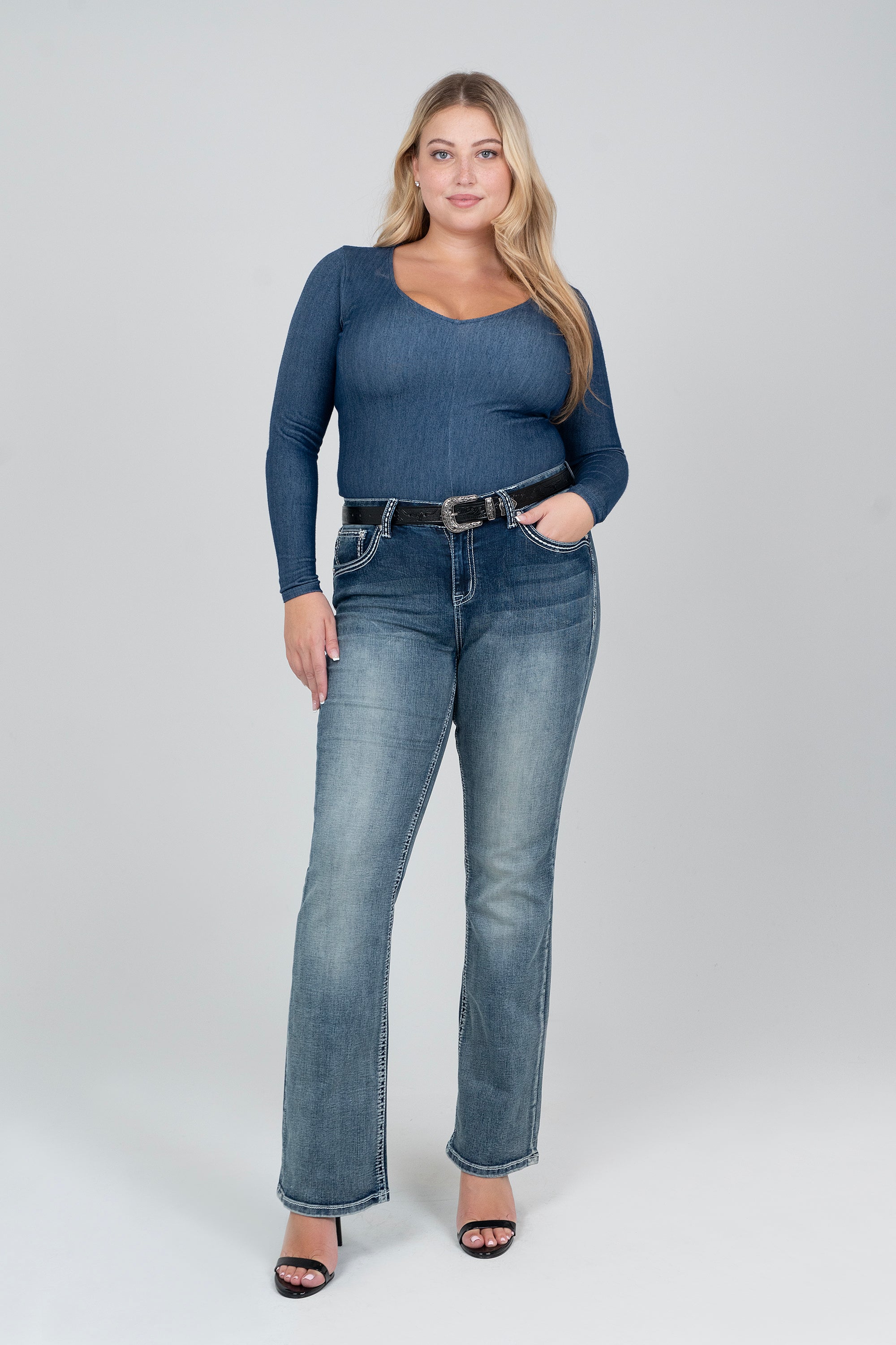 Flu De Lee Emblishment Plus Size Bootcut Jeans