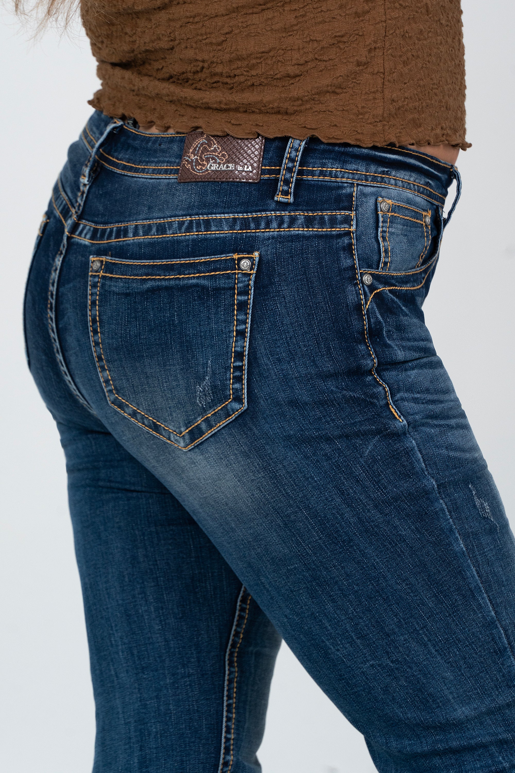 Basic 5 Pockets MD Blue Plus Size Bootcut Jeans