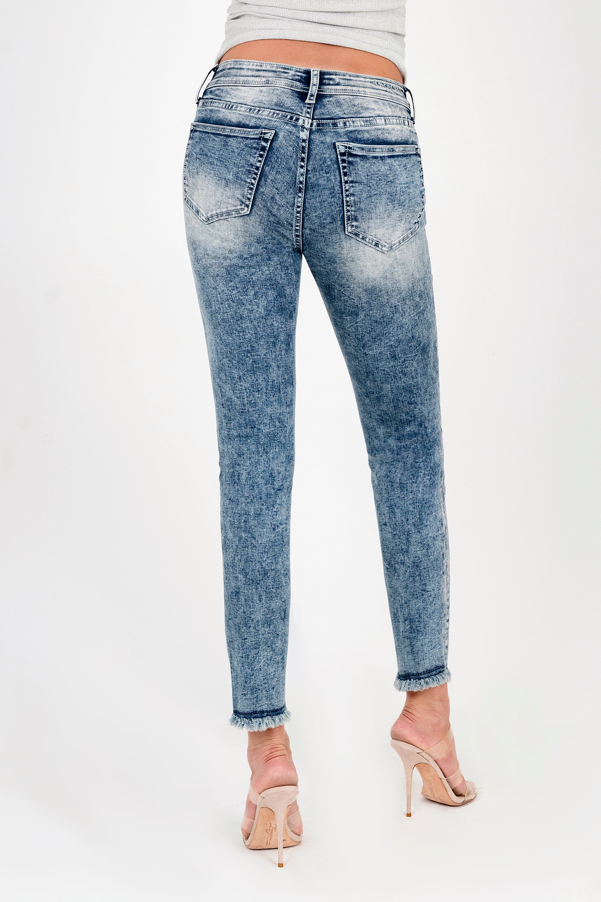 Silver Panting Distressed Light Blue Mid Rise Skinny Jeans