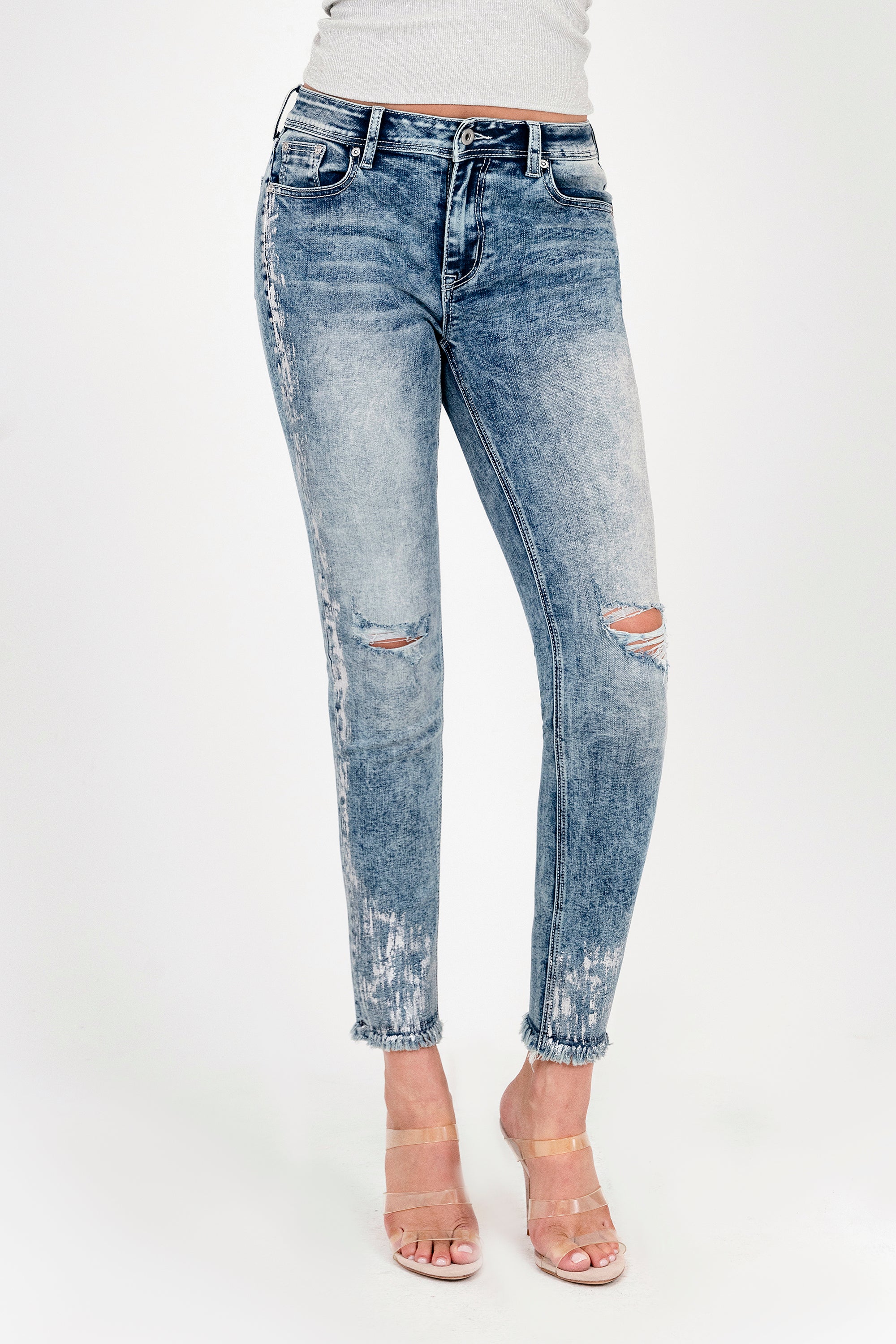 Silver Panting Distressed Light Blue Mid Rise Skinny Jeans