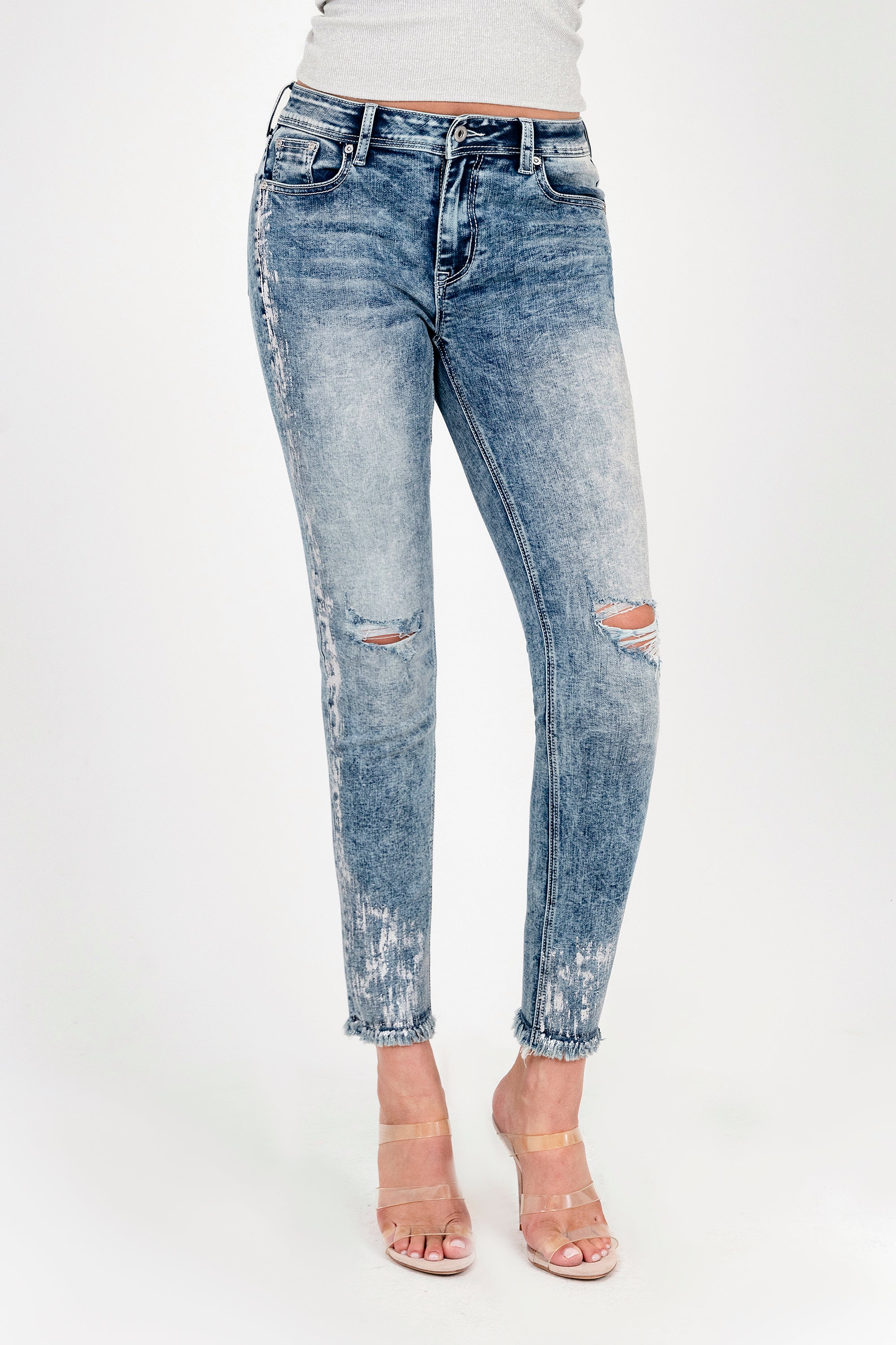 Silver Panting Distressed Light Blue Mid Rise Skinny Jeans