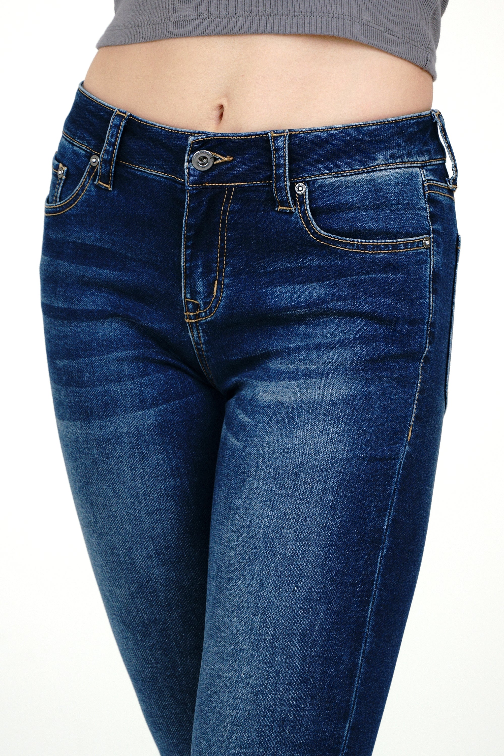 Basic 5 Pockets Mid Rise  Skinny Jeans