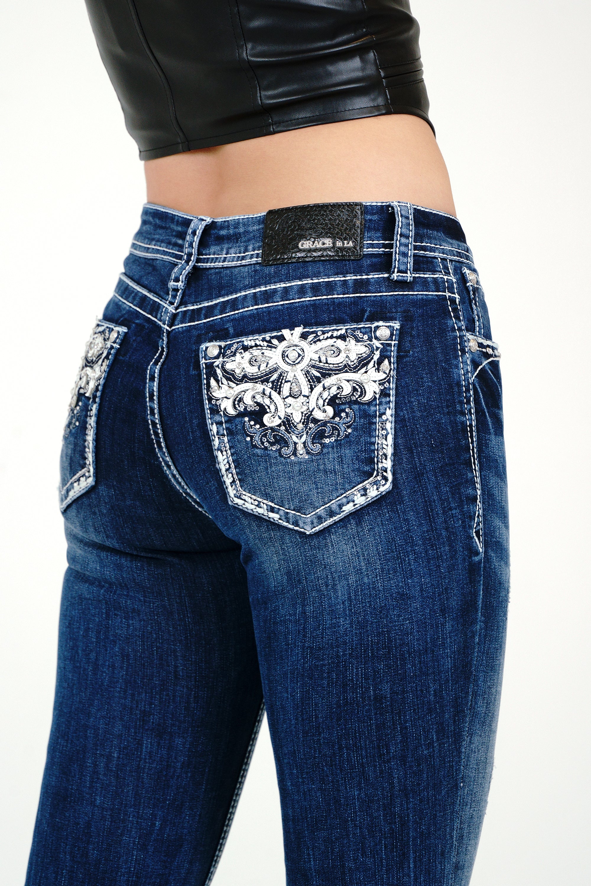 Western Embellished Mid Rise Women's Bootcut Jeans