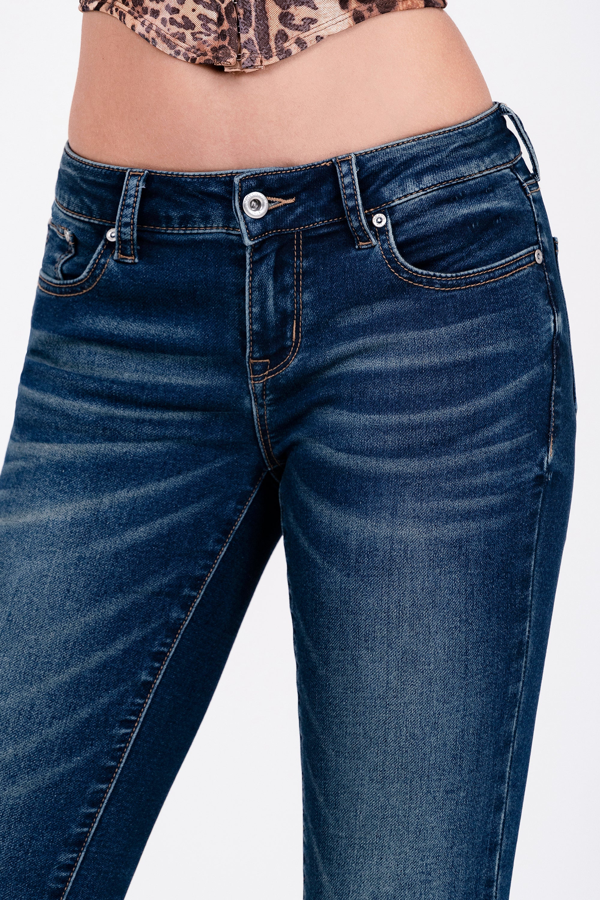 Basic 5 Pockets Soft Denim Mid Rise Skinny Jeans