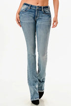 Double "G" Embroidered Mid Rise  Bootcut Jeans Grace in LA - Denim